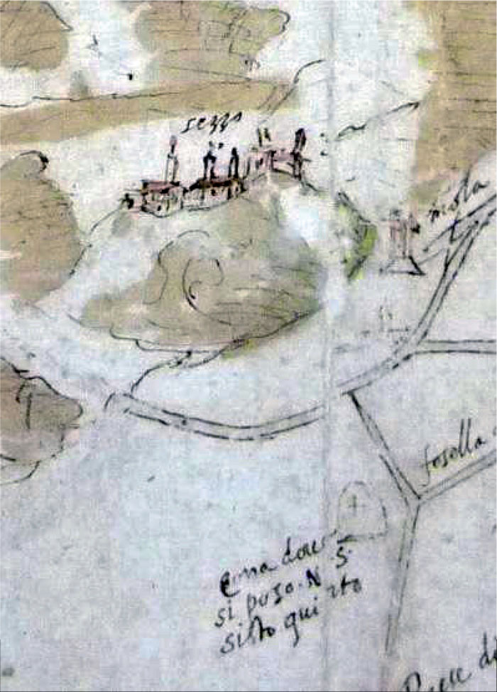 Fig.1b : Particolare della carta precedente riguardante uno dei luoghi segnalati in memoria di Sisto.