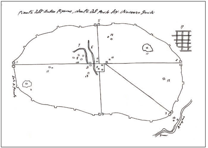 Fig.9  : Pianta dell’antico Piperno -  fine XIX sec. Collezione privata.