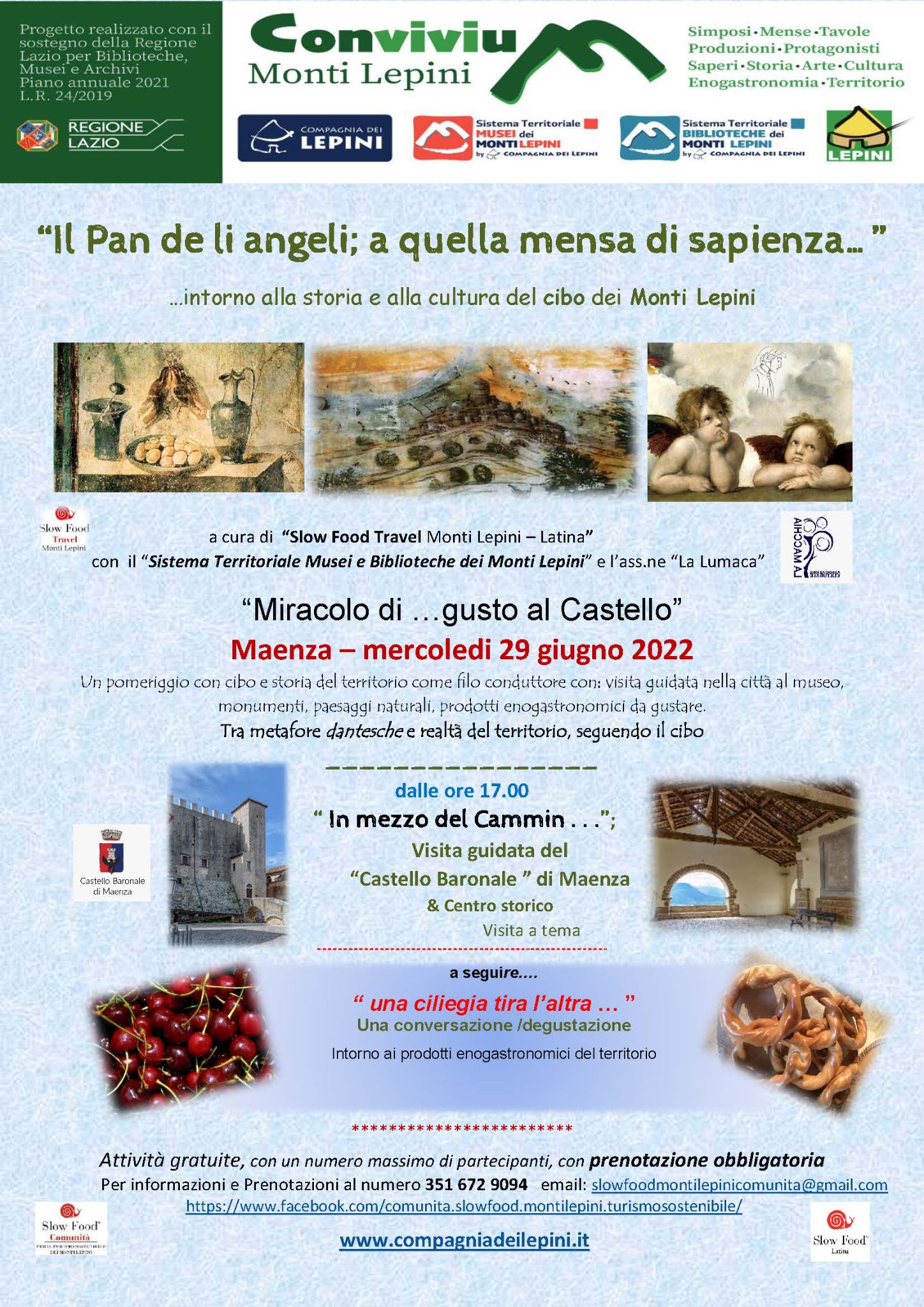 Convivium Maenza: IL PAN DE LI ANGELI…A QUELLA MENSA DI SAPIENZA – Miracolo di ... gusto al Castello" @ Maenza