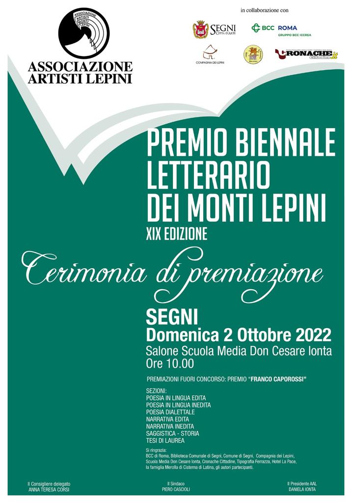 Segni: Premio Biennale Letterario dei Monti Lepini @ Segni
