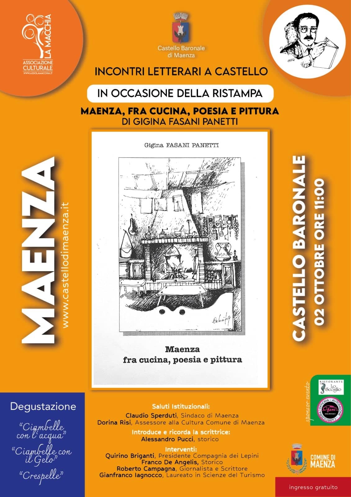 Maenza fra cucina, Poesia e pittura: presentazione del libro di Gigina Fasani Panetti @ Castello Baronale Maenza