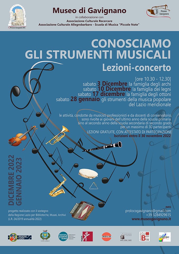 Gavignano: Conosciamo gli strumenti musicali - lezioni - concerto - @ Museo di Gavignano
