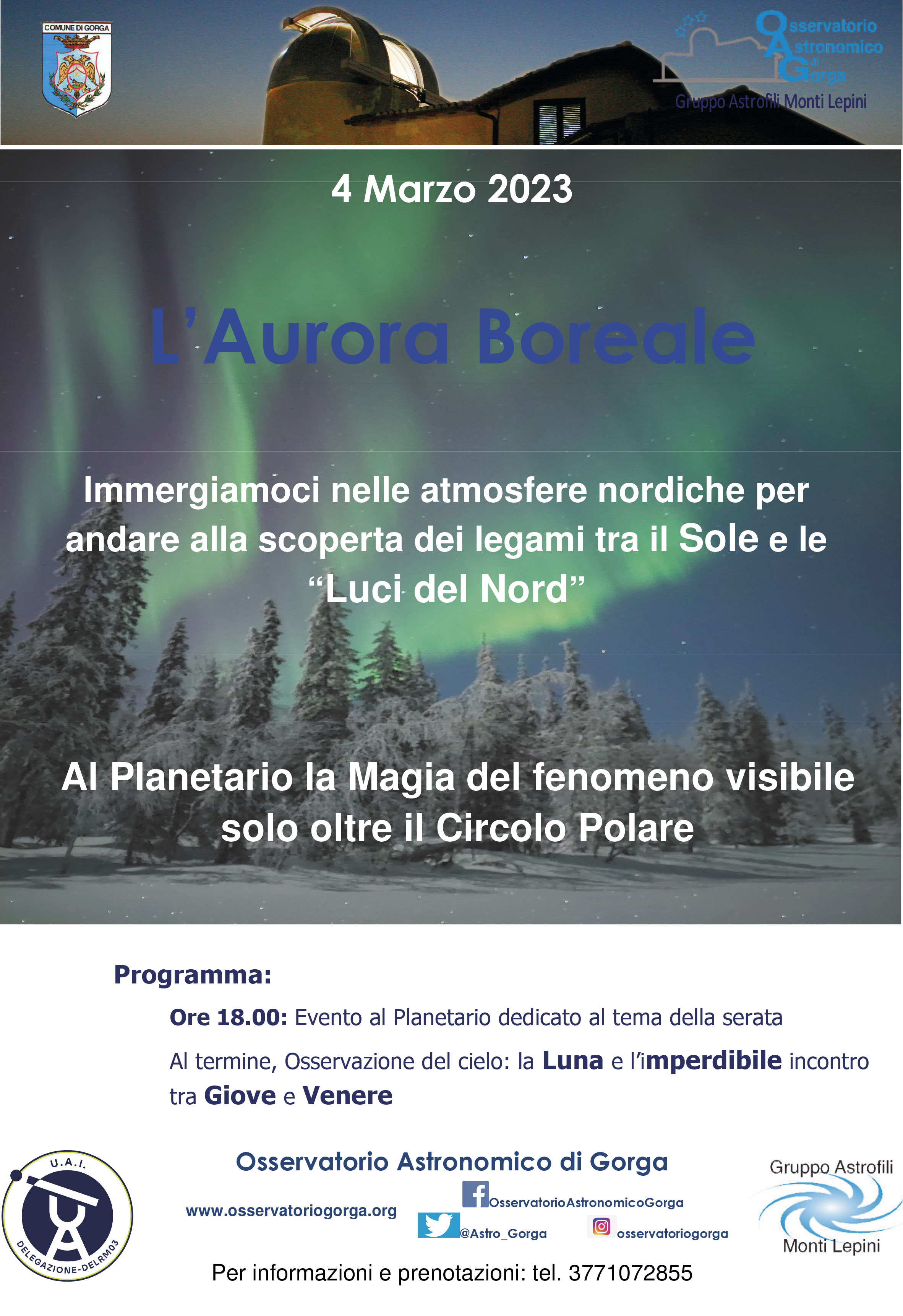 Gorga: L'aurora boreale @ Osservatorio Astronomico di Gorga