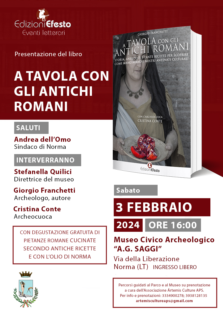 Norma, presentazione libro: A tavola con gli antichi romani @ Museo civico archeologico A.G. Saggi