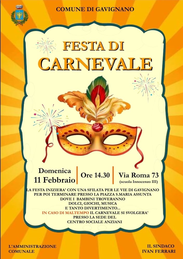 Gavignano: Festa di Carnevale 2024 @ scuola Innocenzo III
