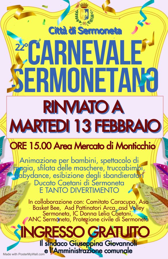 Sermoneta: Carnevale 2024 @ Comune di Sermoneta (LT)