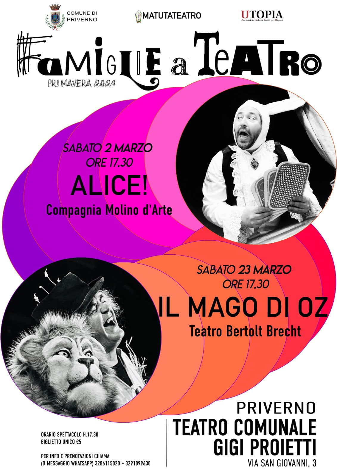 Priverno, Matutateatro: "Famiglie a Teatro!", Primavera 2024 @ Teatro Comunale Gigi Proietti, Priverno (LT)