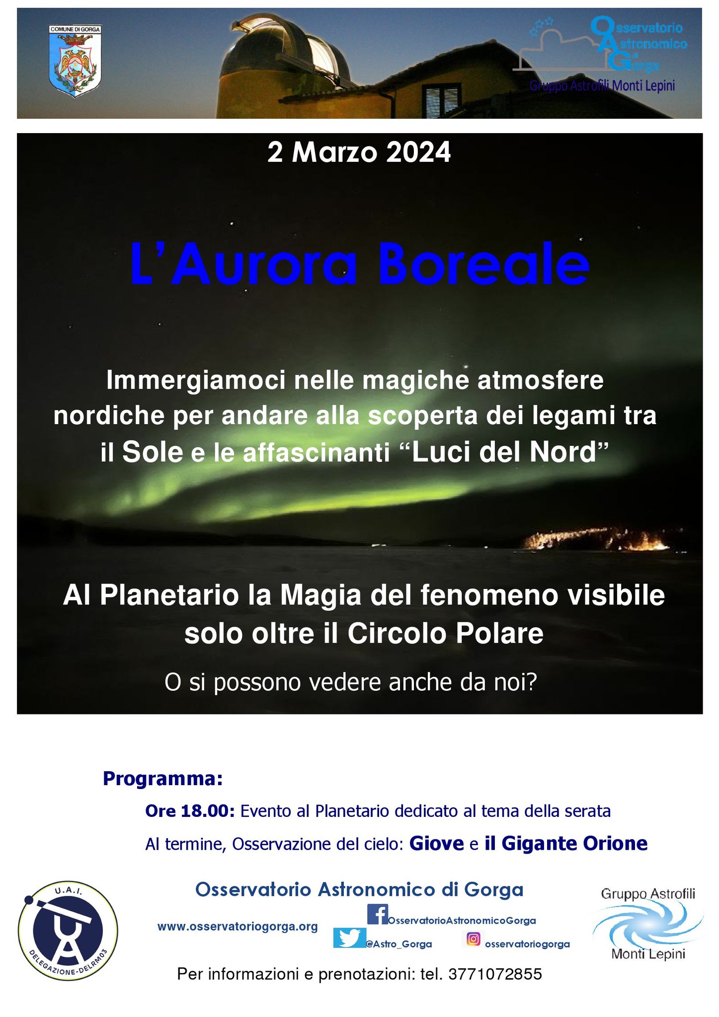 Gorga: L'Aurora Boreale @ Osservatorio Astronomico