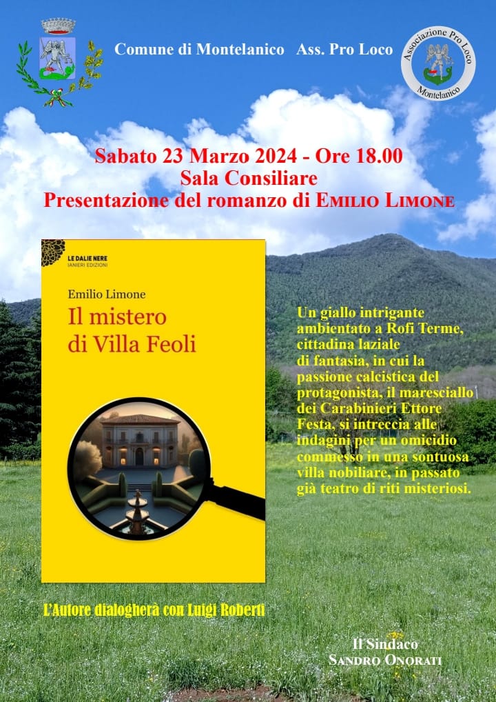 Montelanico: Presentazione del Romanzo "Il Mistero di Villa Feoli" @ Sala Consiliare, Comune di Montelanico (RM)