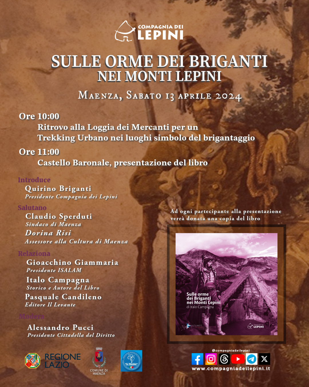 Presentazione libro "Sulle orme dei Briganti nei Monti Lepini" @ Comune di Maenza