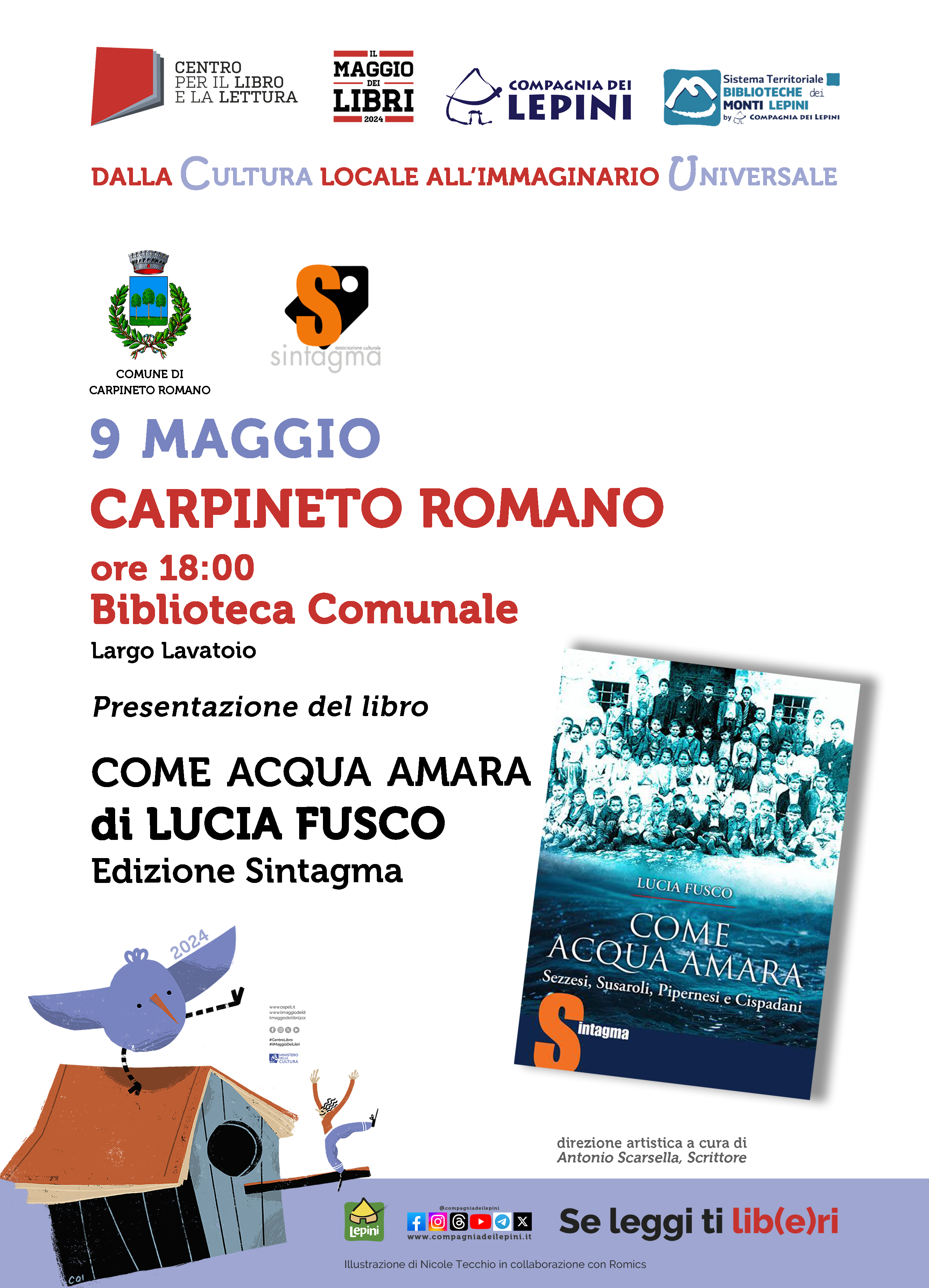 Il Maggio dei Libri a Carpineto Romano: Presentazione del libro "Come Acqua Amara" di Lucia Fusco @ Bilbioteca Comunale