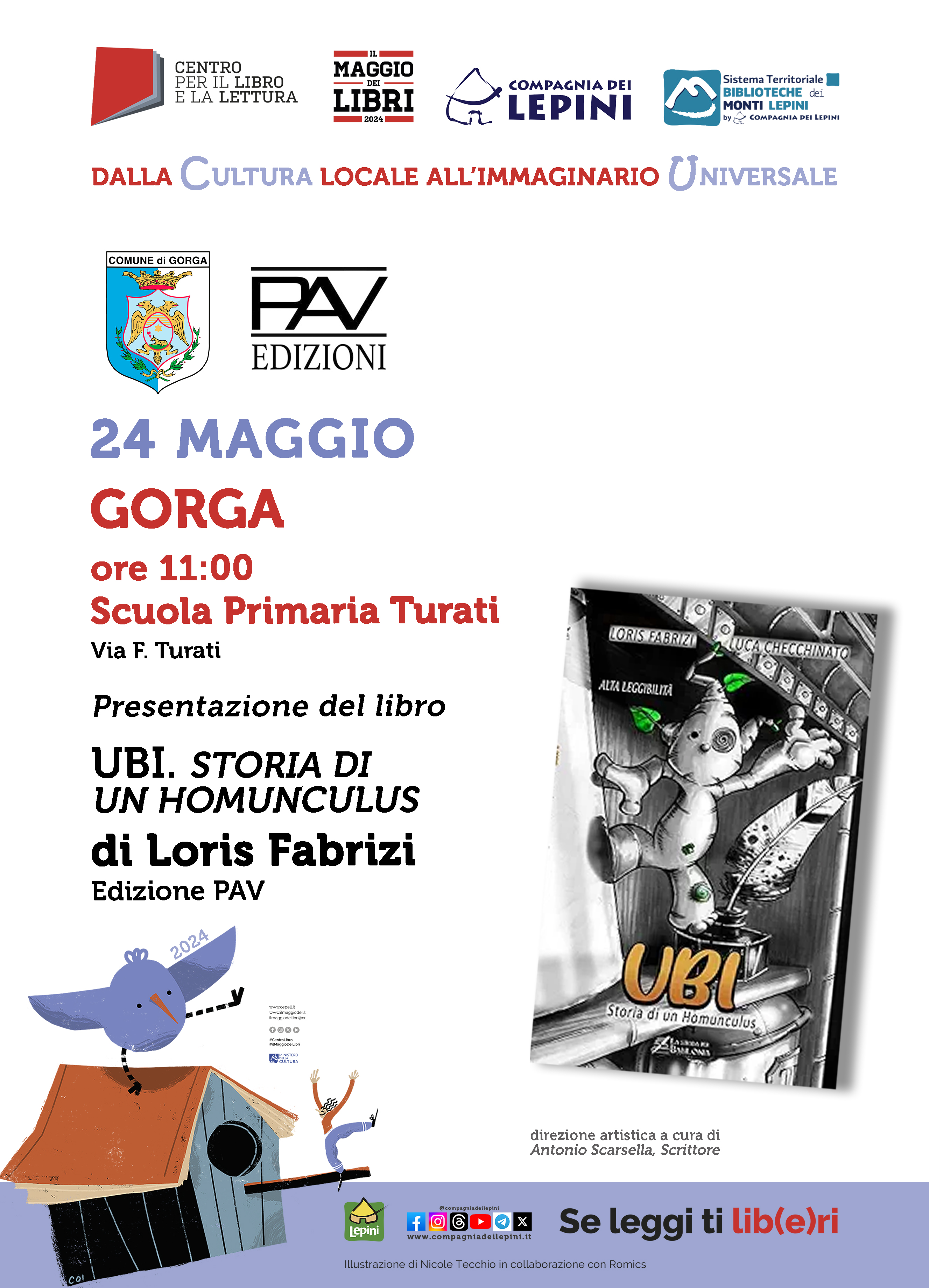 Il Maggio dei Libri a Gorga: Presentazione del libro "UBI. Storia di un Homunculus" di Loris Fabrizi @ Scuola Primaria Turati