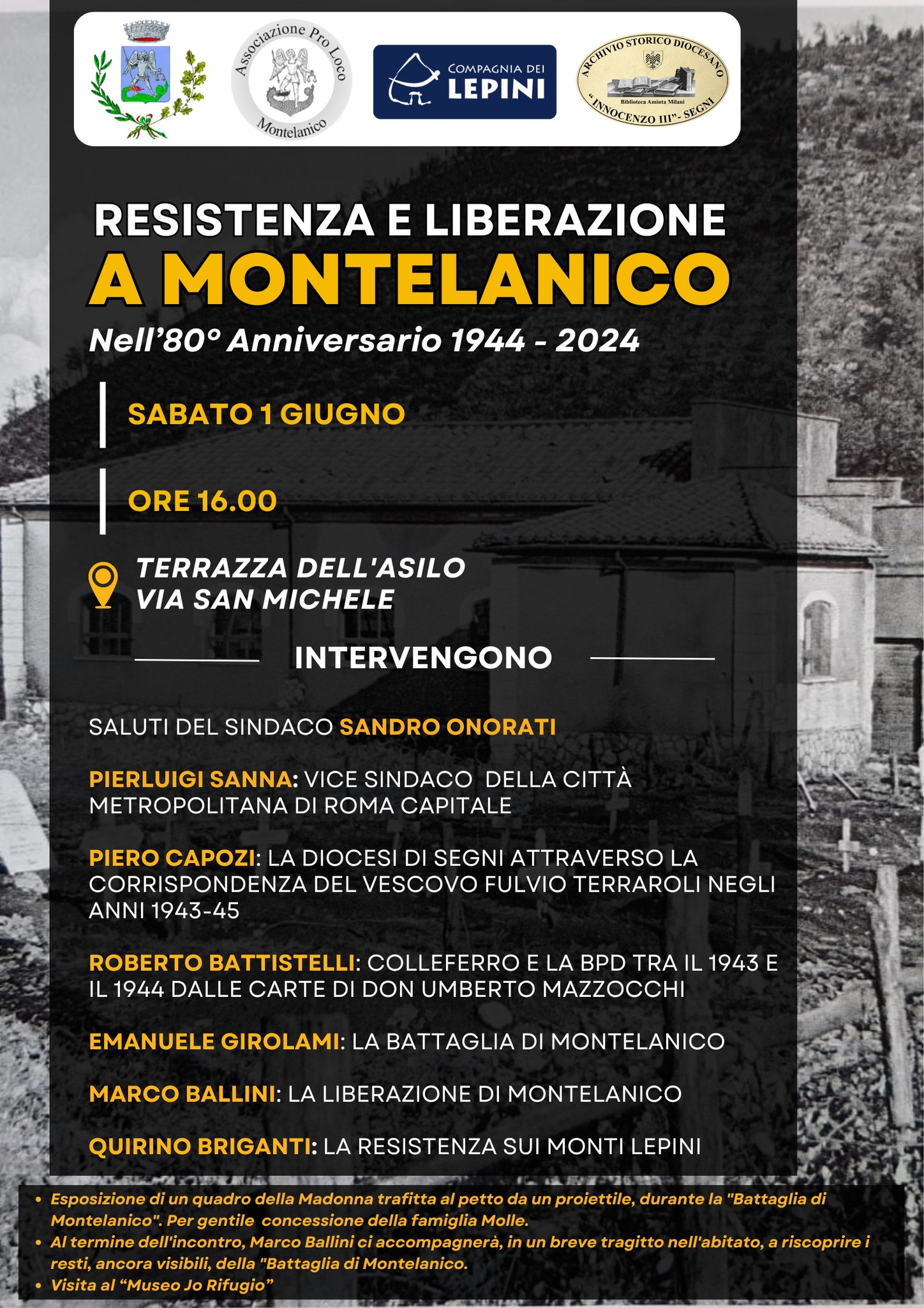 Montelanico: 80° Anniversario di Resistenza e Liberazione @ Comune di Montelanico (RM)